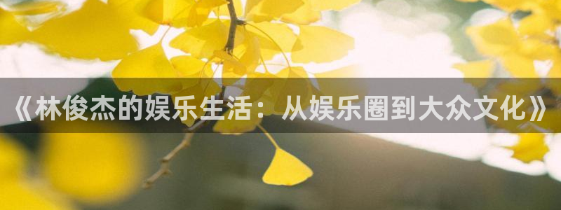 壹号官方app下载安装：《林俊杰的娱乐生活：从娱乐圈到大众文化》