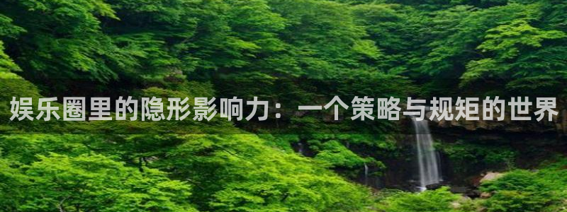 壹号平台下载安装：娱乐圈里的隐形影响力：一个策略与规矩的世界